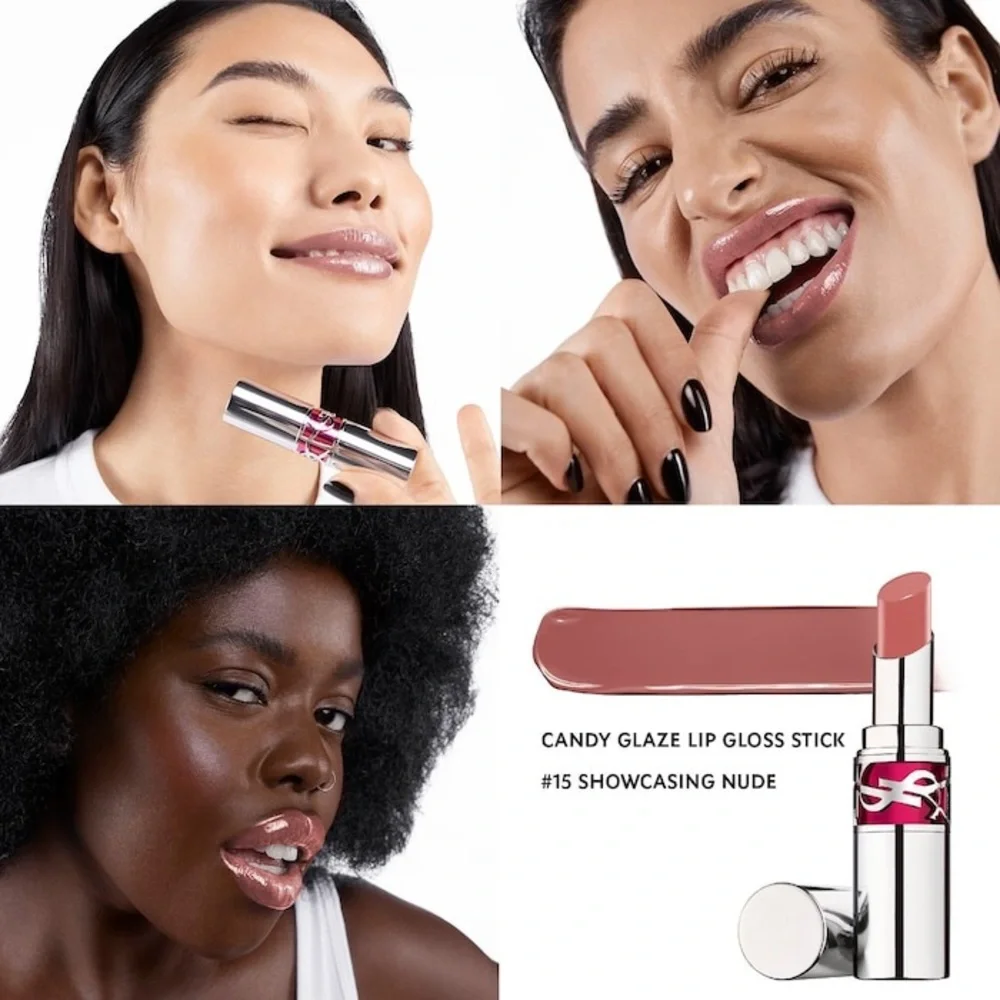 Yves Saint Laurent Candy Glaze Lip Gloss Stick Color: 15 Showcasing Nude - sheer